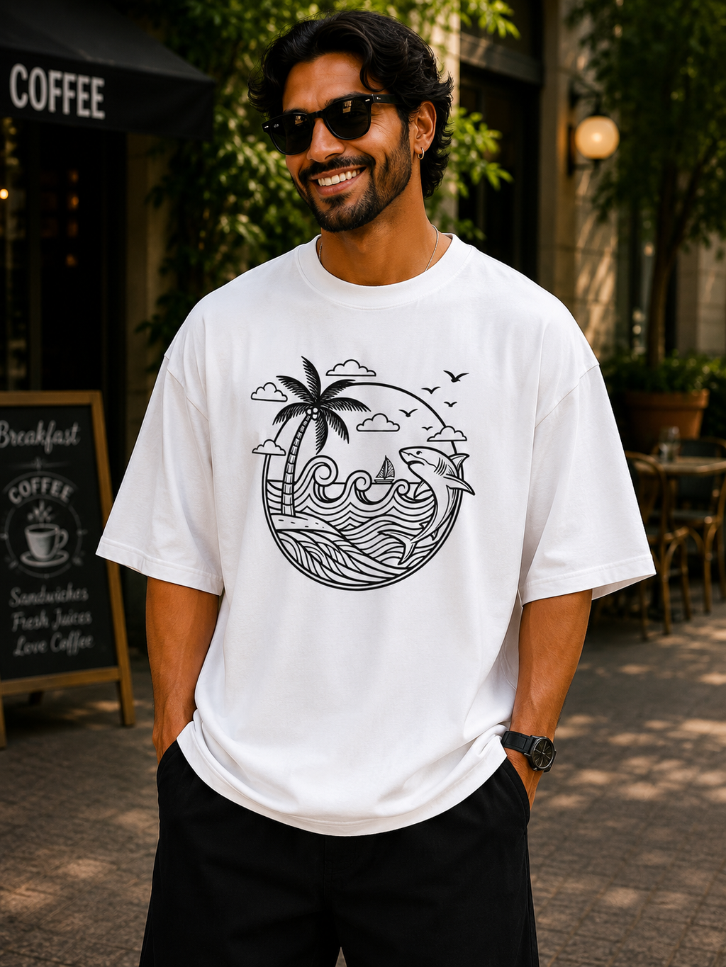 Coastal Lines Oversized T-Shirt