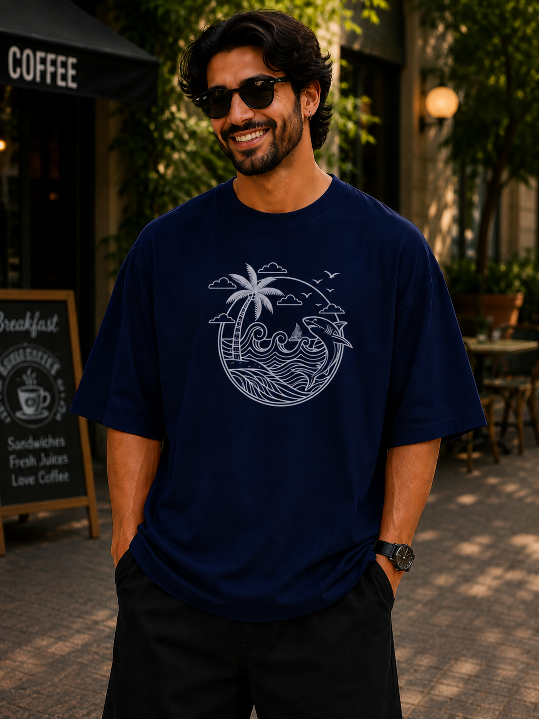 Coastal Lines Oversized T-Shirt