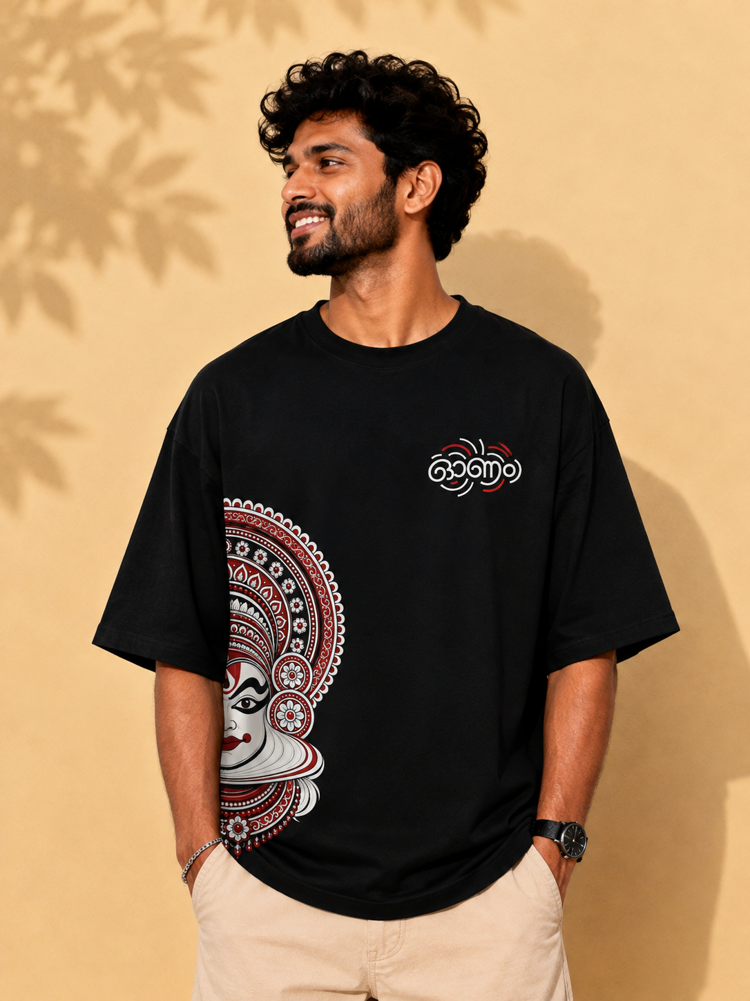 Kathakali Onam Typography Oversized T-shirt