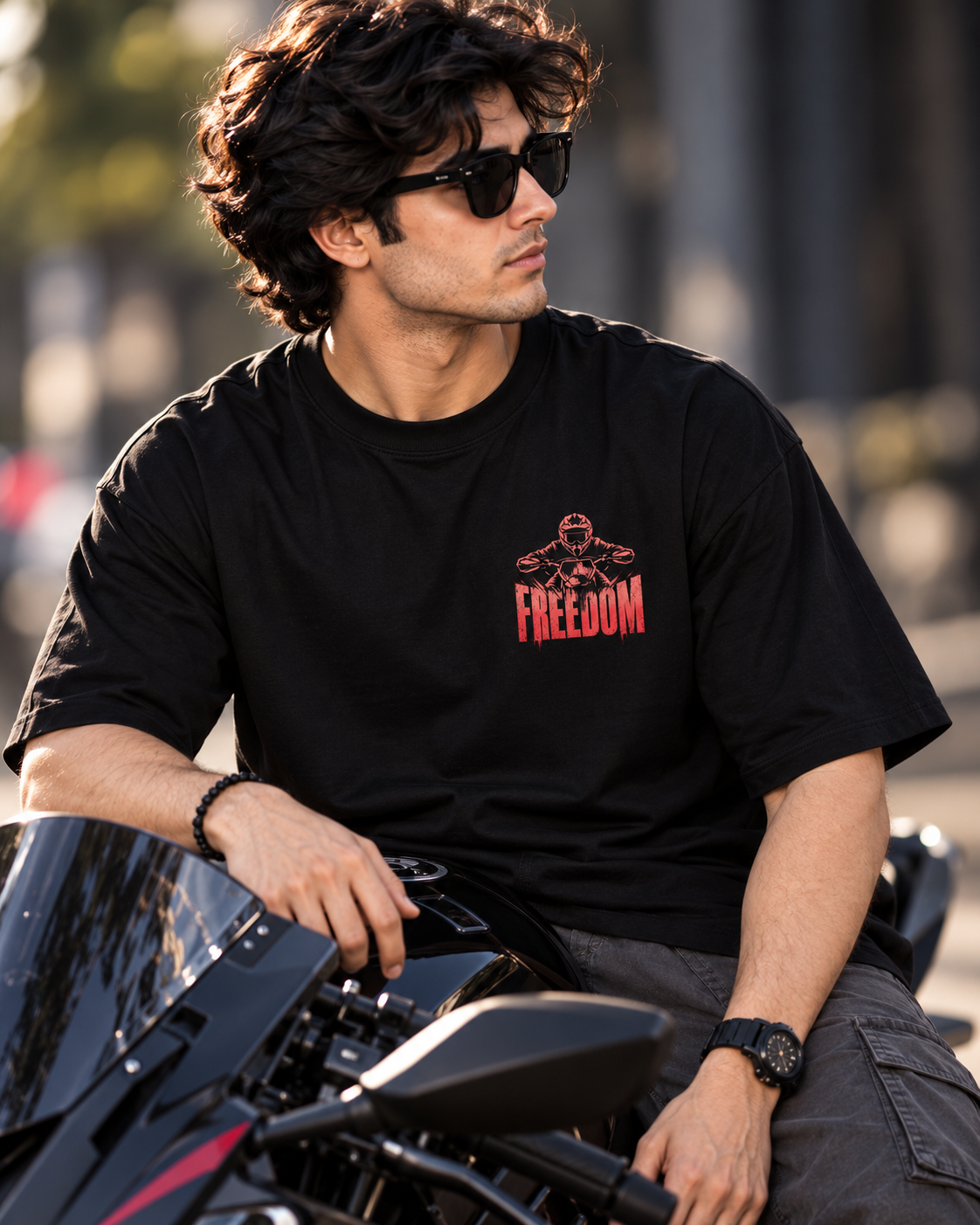 Freedom Has Two Wheels Oversized T-shirt