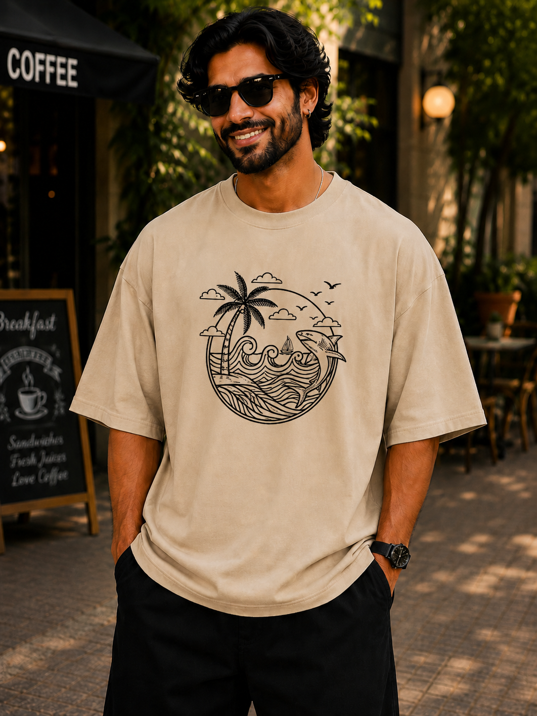 Coastal Lines Oversized T-Shirt