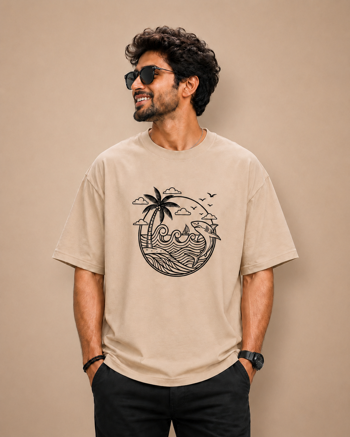 Coastal Lines Oversized T-Shirt