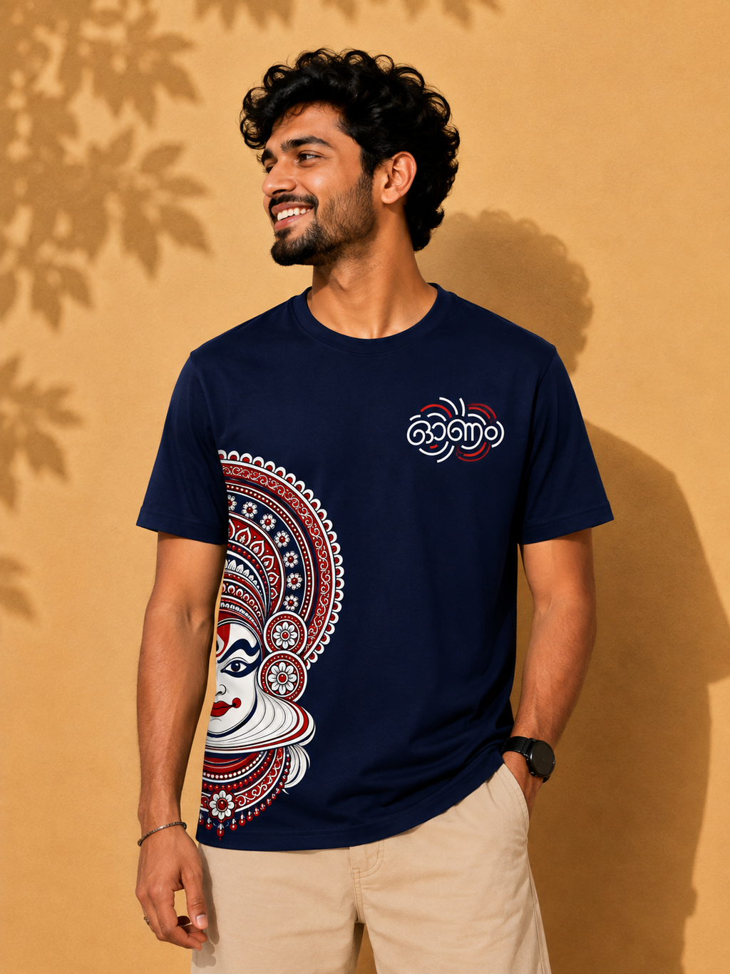 Kathakali Onam Typography Regular Fit T-shirt