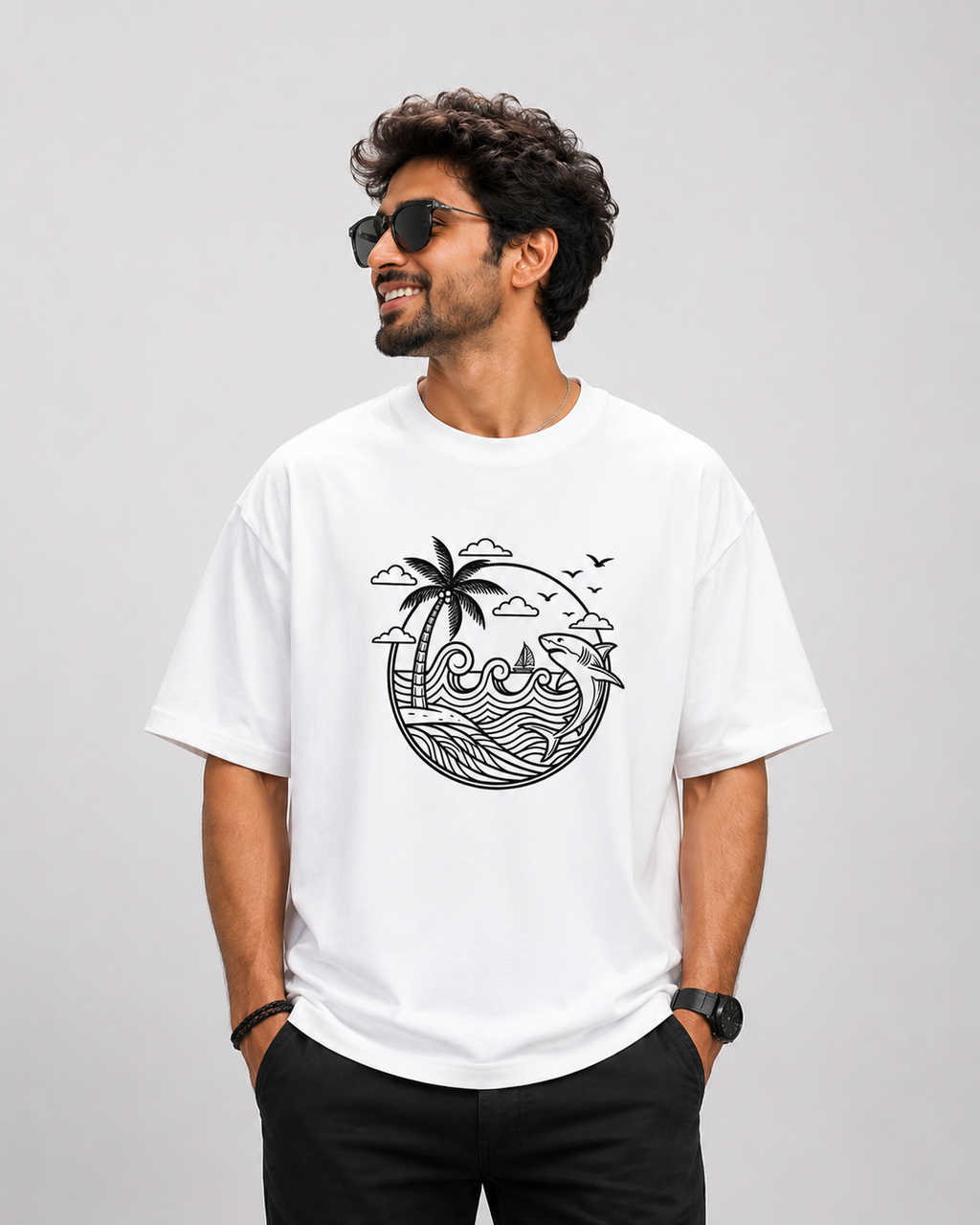 Coastal Lines Oversized T-Shirt